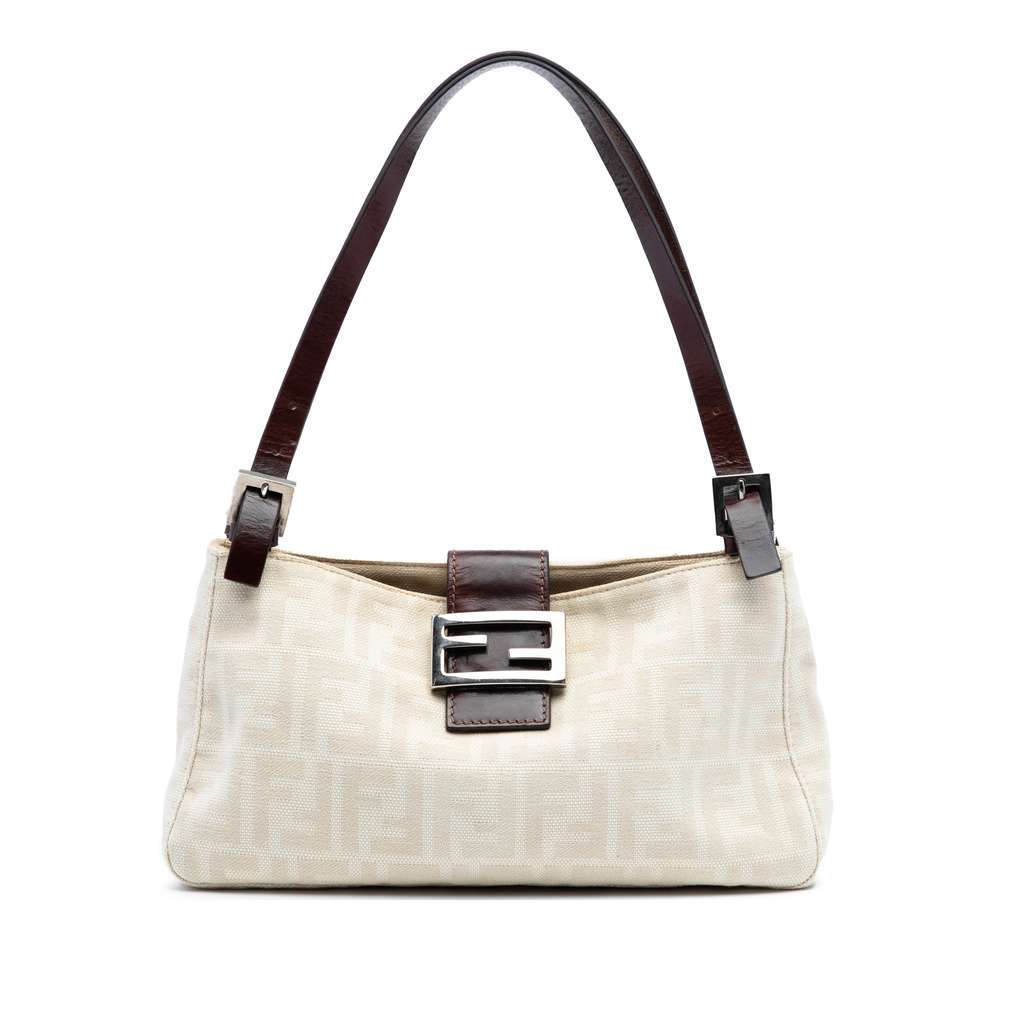 Fendi Zucca Canvas Shoulder Bag Brown Canvas Good - Front View