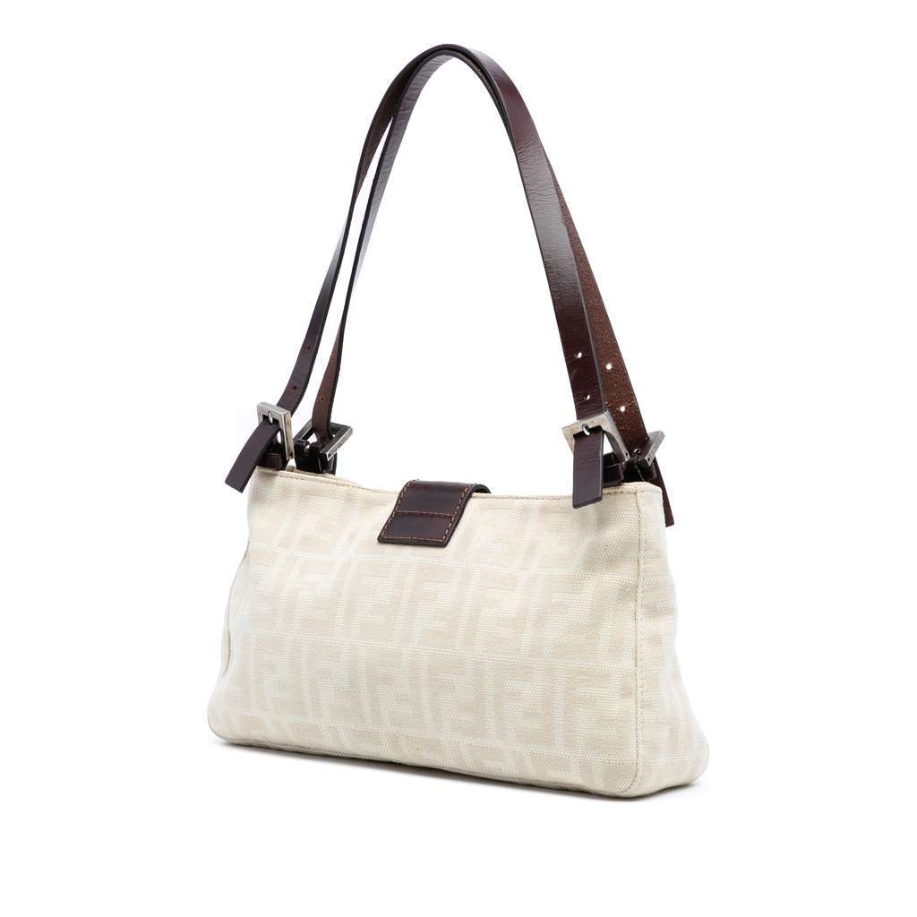 Fendi Zucca Canvas Shoulder Bag Brown Canvas Good - Back View