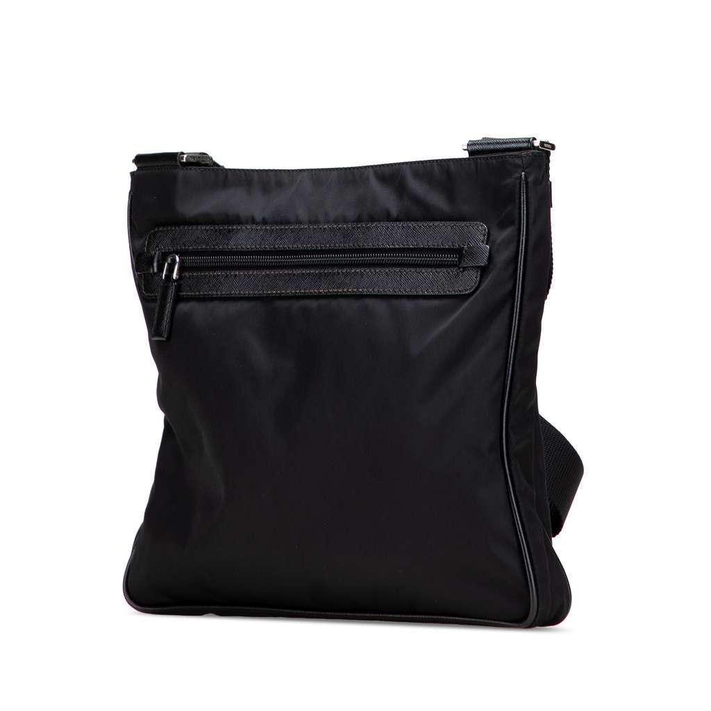 Prada Tessuto Zip Top Crossbody Black Good - Back View