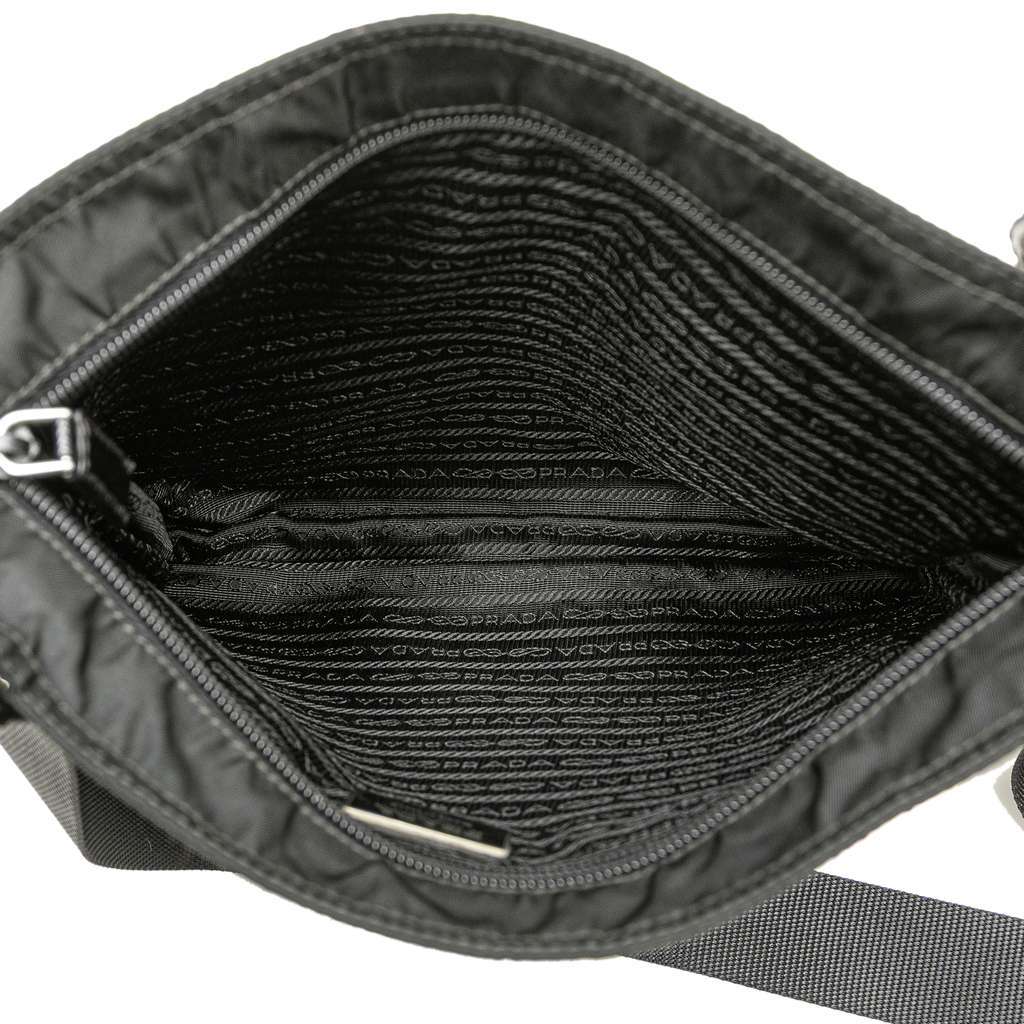 Prada Tessuto Zip Top Crossbody Black Good - Model View