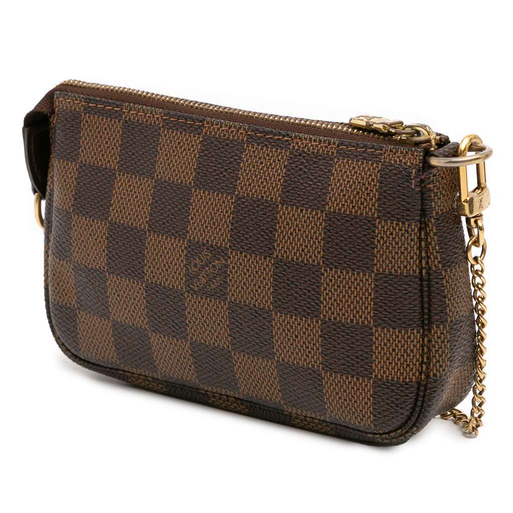 Louis Vuitton Damier Ebene Mini Pochette Accessoires Brown Canvas Good - Back View