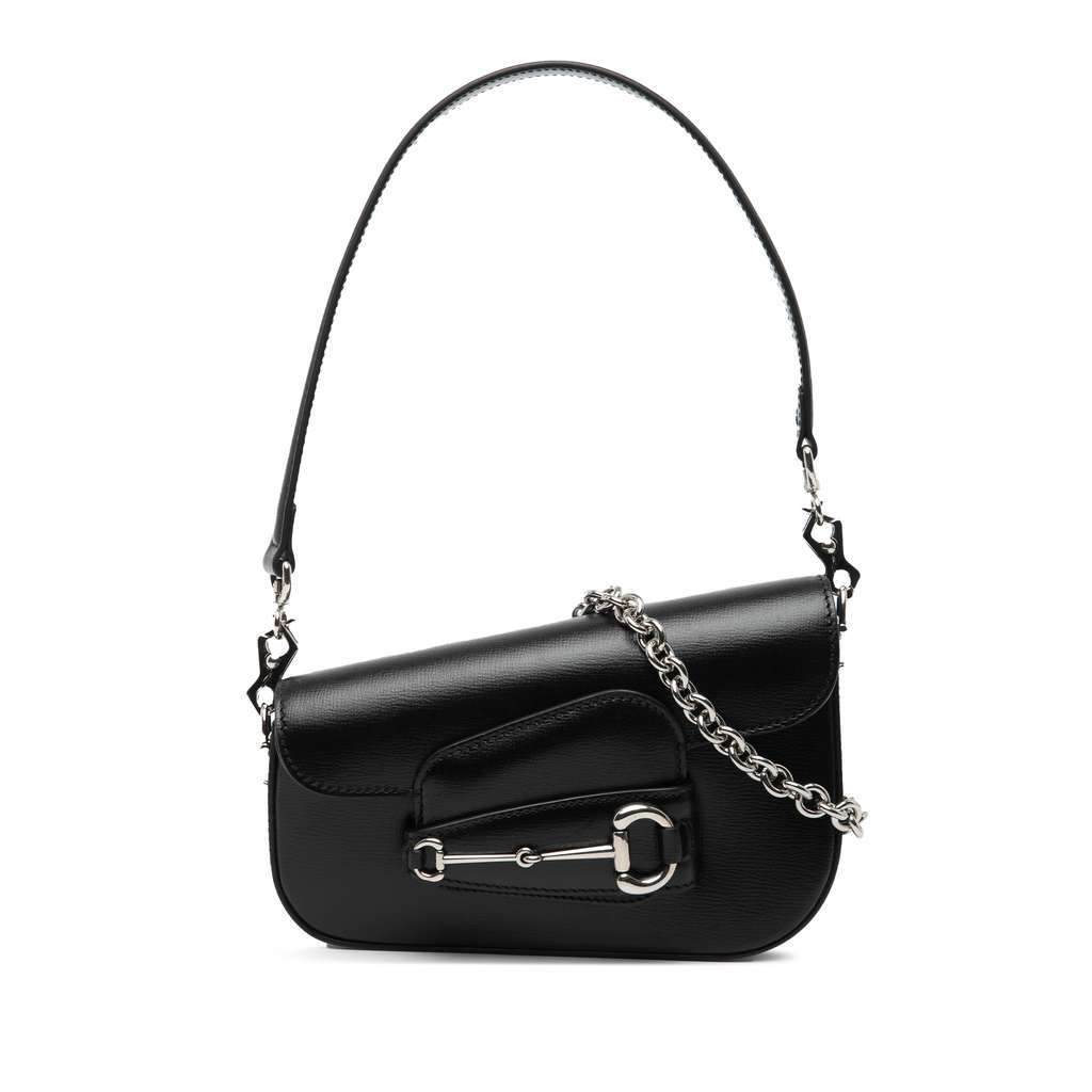 Gucci Mini Leather Asymmetric Horsebit 1955 Satchel Brown Leather Very good - Front View