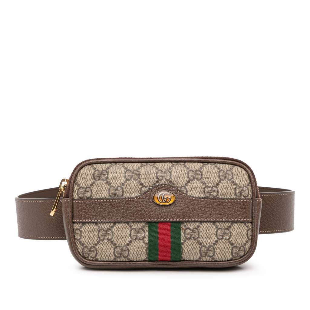 Gucci Small GG Supreme Web Ophidia Belt Bag Brown Canvas Very good - Front View