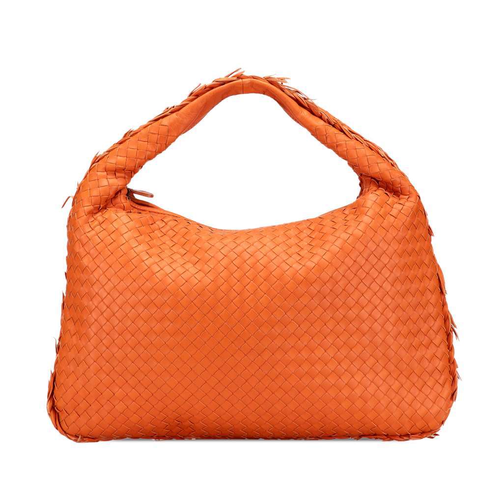 Bottega Veneta Medium Nappa Intrecciato Fuzzy Veneta Hobo Orange Leather Very good - Front View