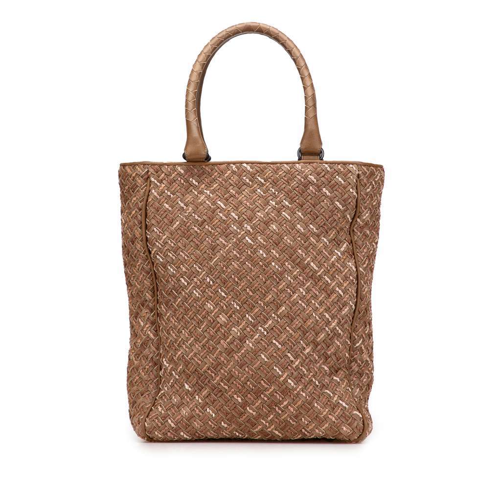 Bottega Veneta Calfskin Intrecciato Paglia Tote Brown Leather Very good - Front View