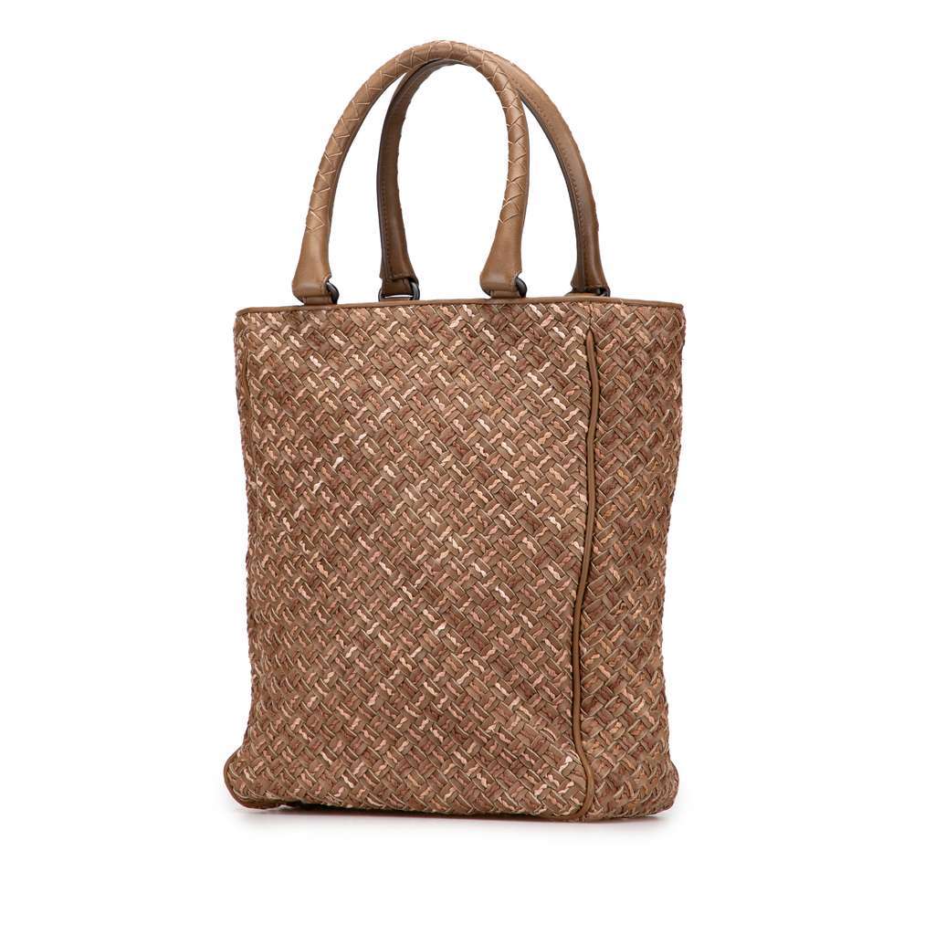 Bottega Veneta Calfskin Intrecciato Paglia Tote Brown Leather Very good - Back View