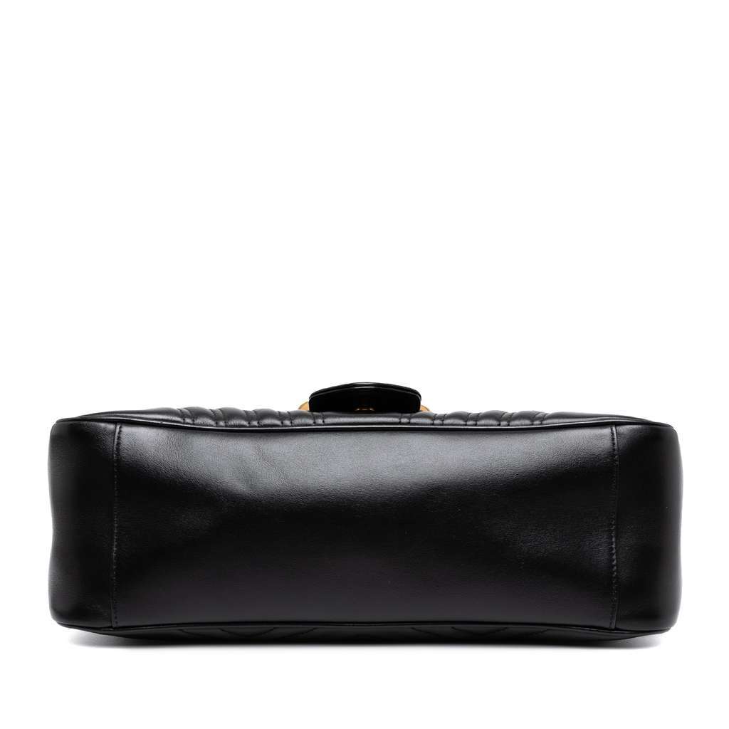Gucci Medium GG Marmont Matelasse Leather Top Handle Satchel Black Leather Good condition - Inside View