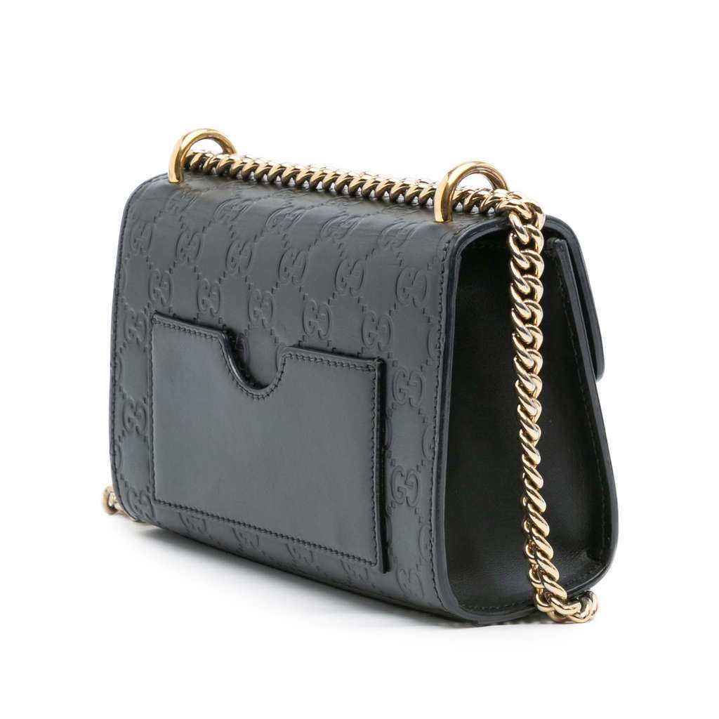 Gucci Small Guccissima Padlock Crossbody Black Leather Very good - Back View