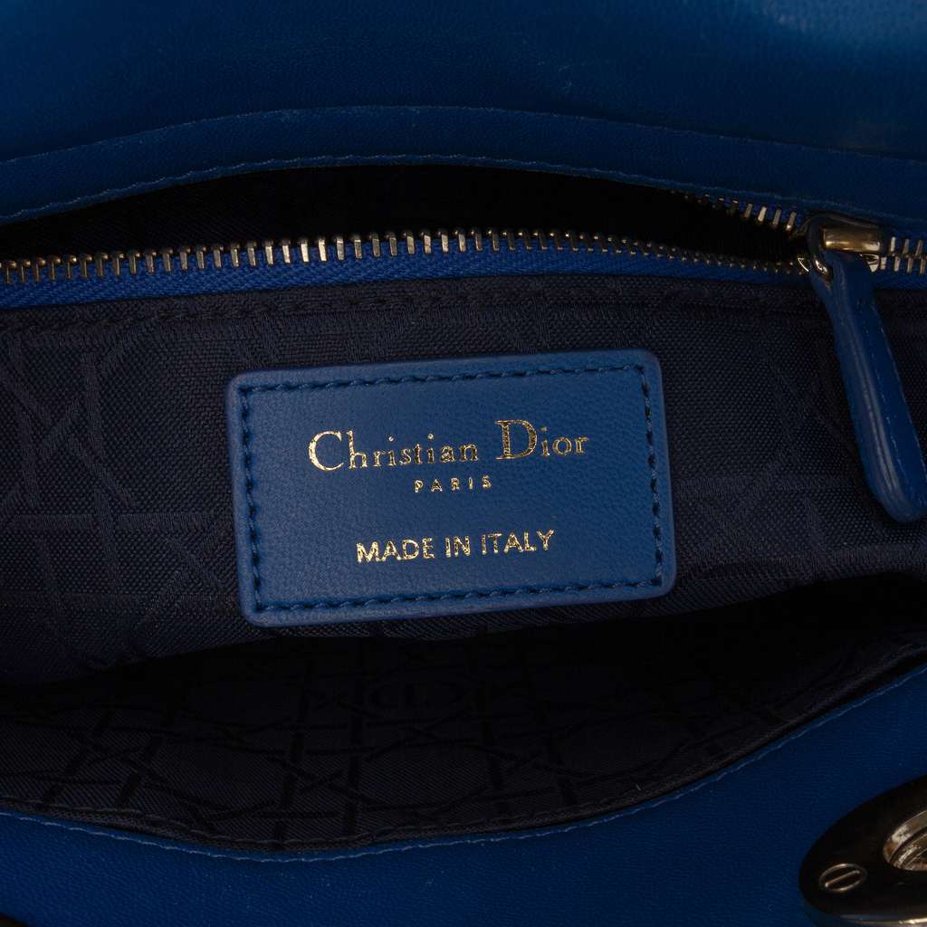 Dior Small Lambskin Cannage MyABCDior Lady Dior Blue Leather Good condition - Box View