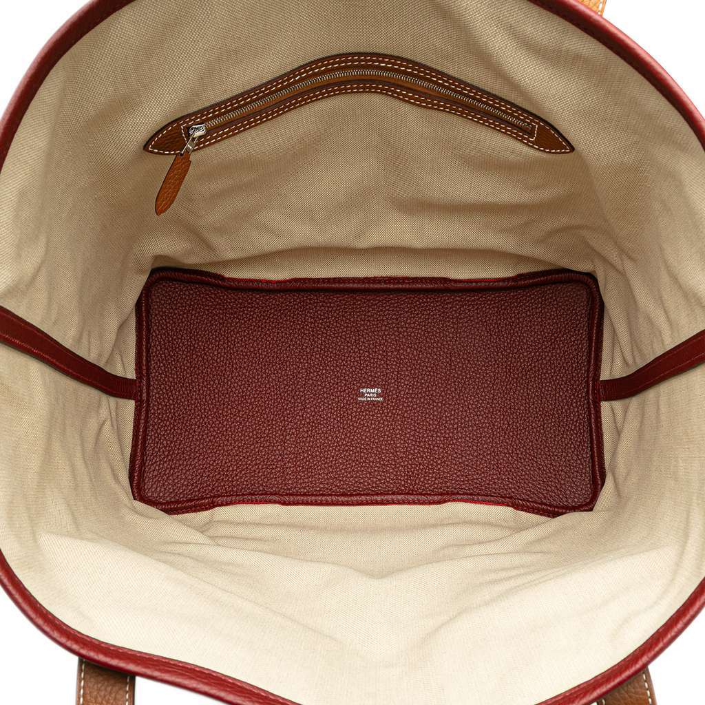 Hermès Toile and Clemence Pursangle Tote Brown Canvas Good condition - Model View
