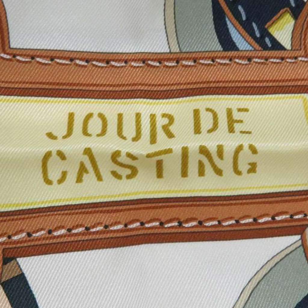 Hermès Jour de Casting Silk Scarf White Silk Good condition - Inside View