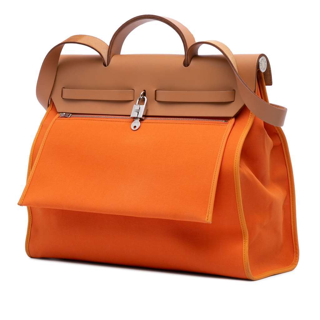 Hermès Toile Herbag Zip 39 Orange Canvas Good condition - Back View
