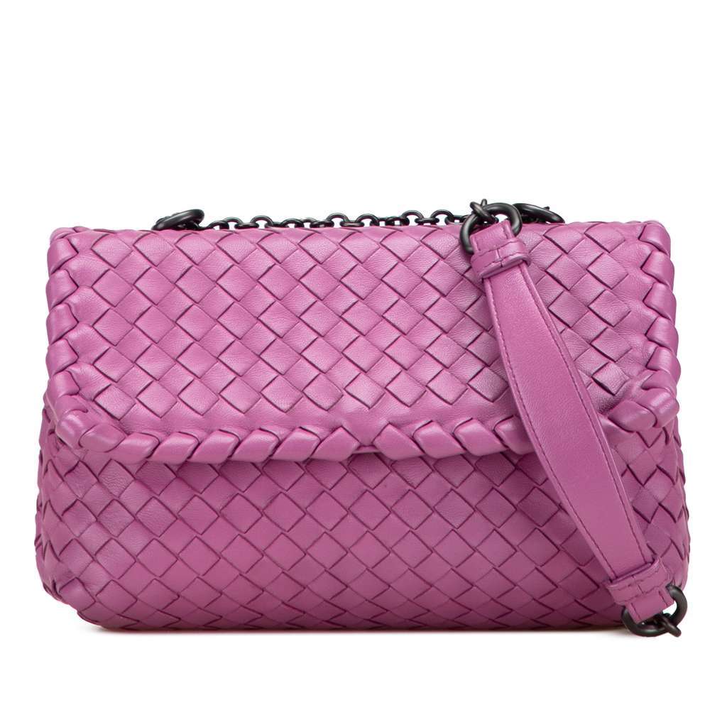 Bottega Veneta Baby Nappa Intrecciato Olimpia Crossbody Pink Leather Very good - Front View