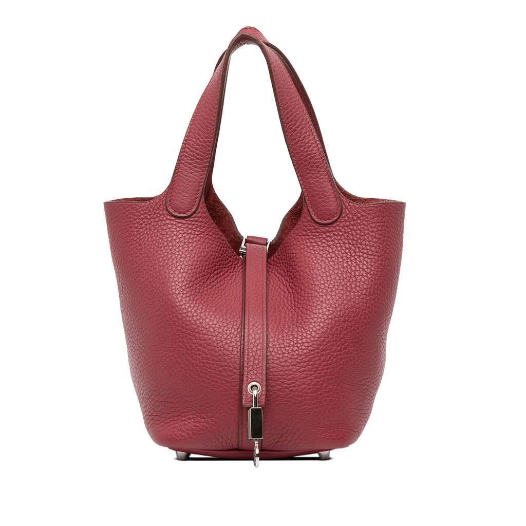 Hermès Clemence Picotin Lock 18 Red Leather Good condition - Front View