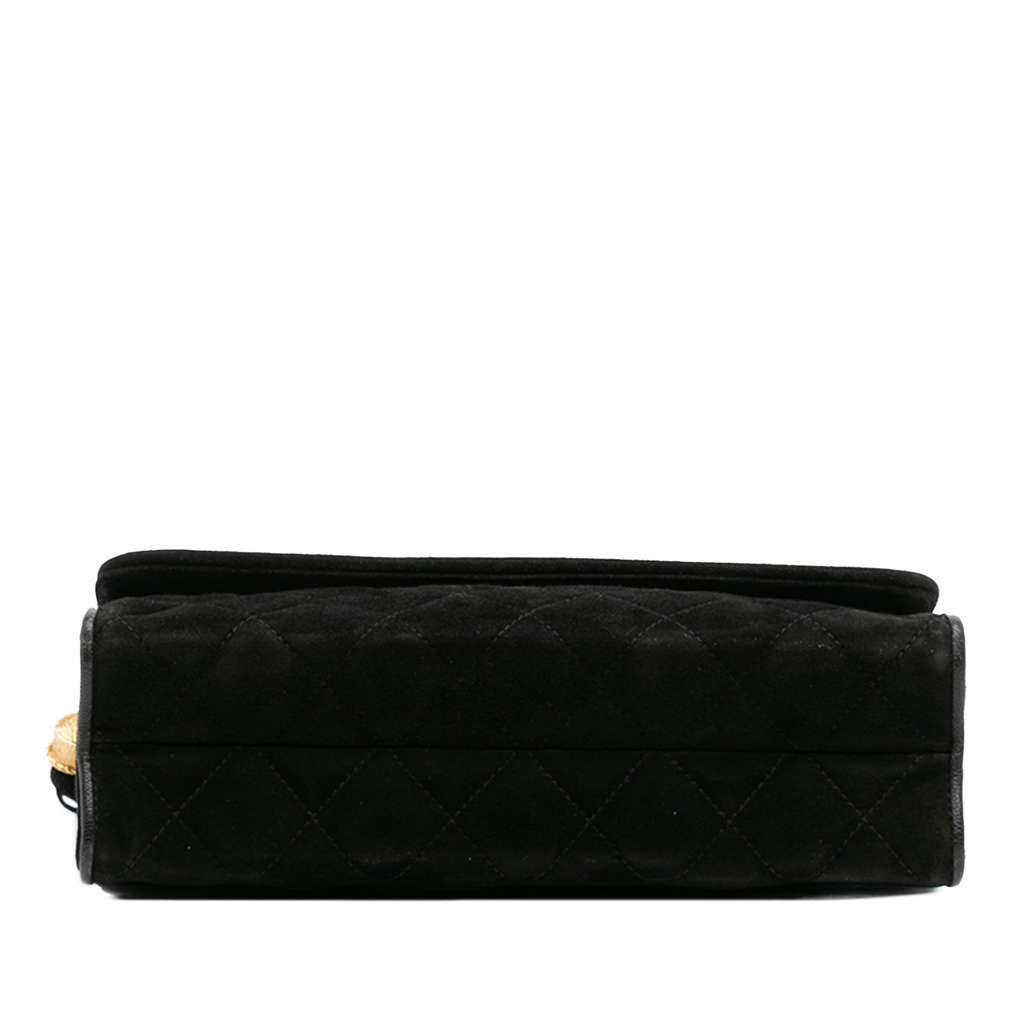 Chanel Quilted Suede Tassel Flap Black Leather Very good - Inside View