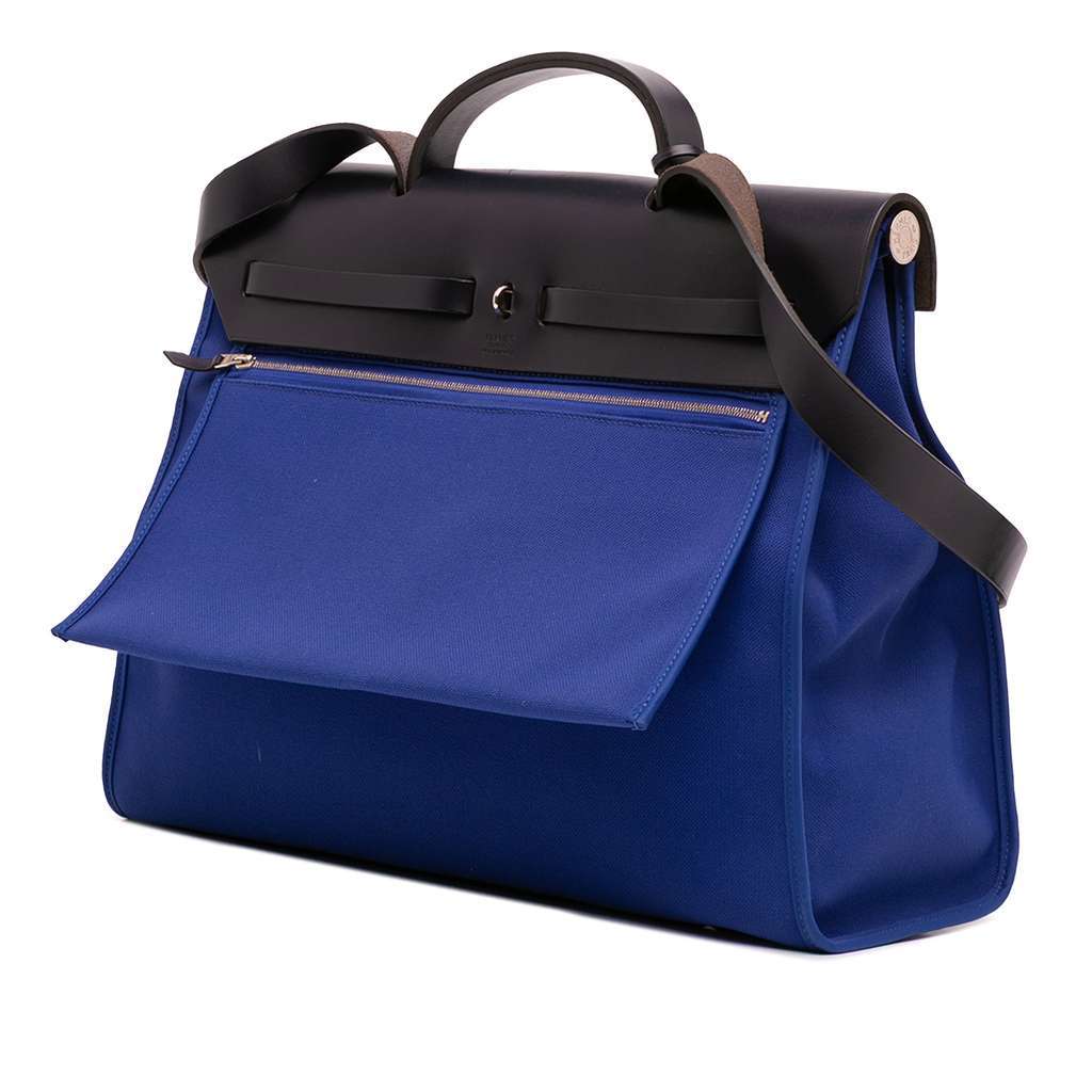 Hermès Toile Herbag Zip 39 Blue Canvas Good condition - Back View