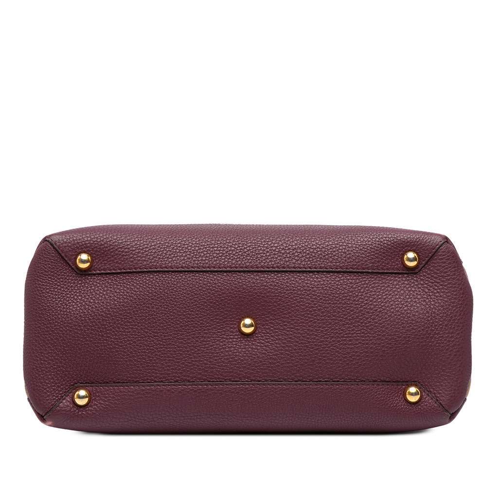 Burberry Medium Leather and House Check Banner Satchel Purple Leather Good - Inside View