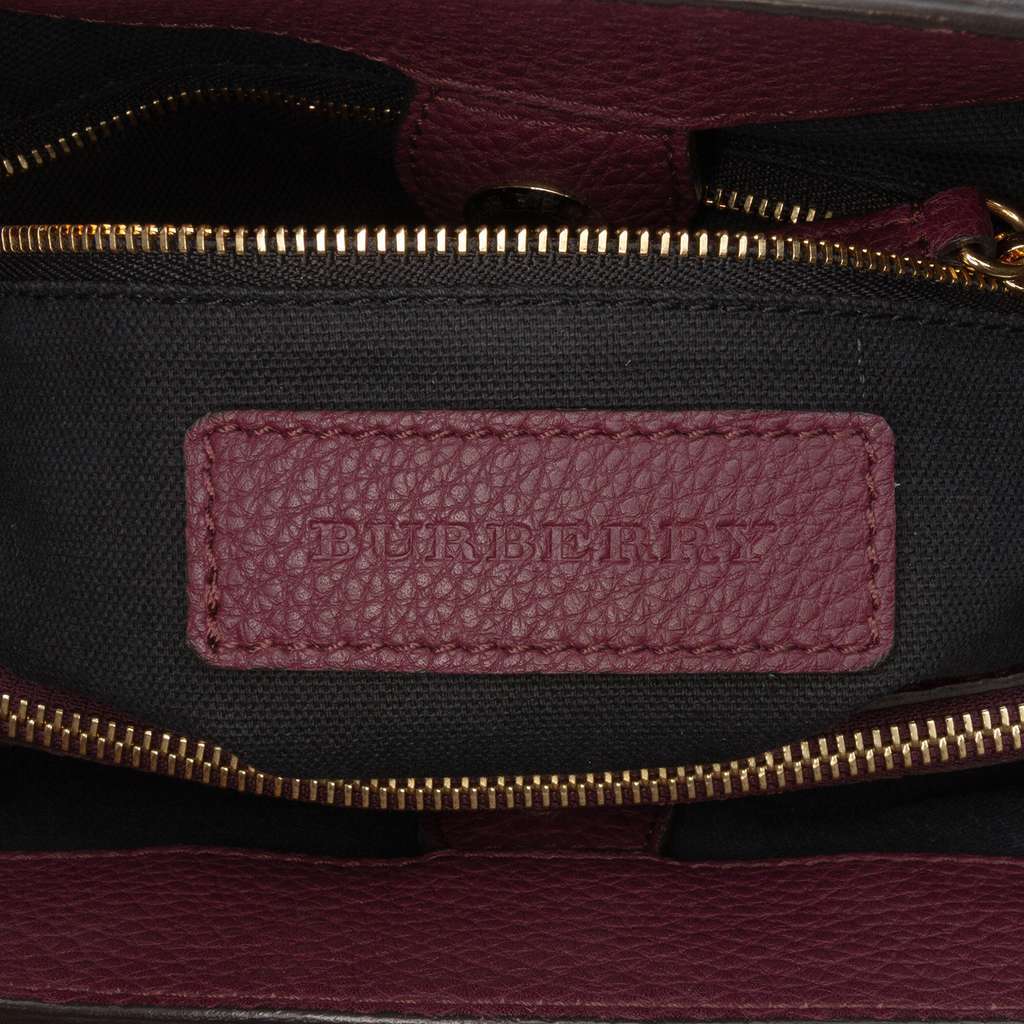 Burberry Medium Leather and House Check Banner Satchel Purple Leather Good - Box View