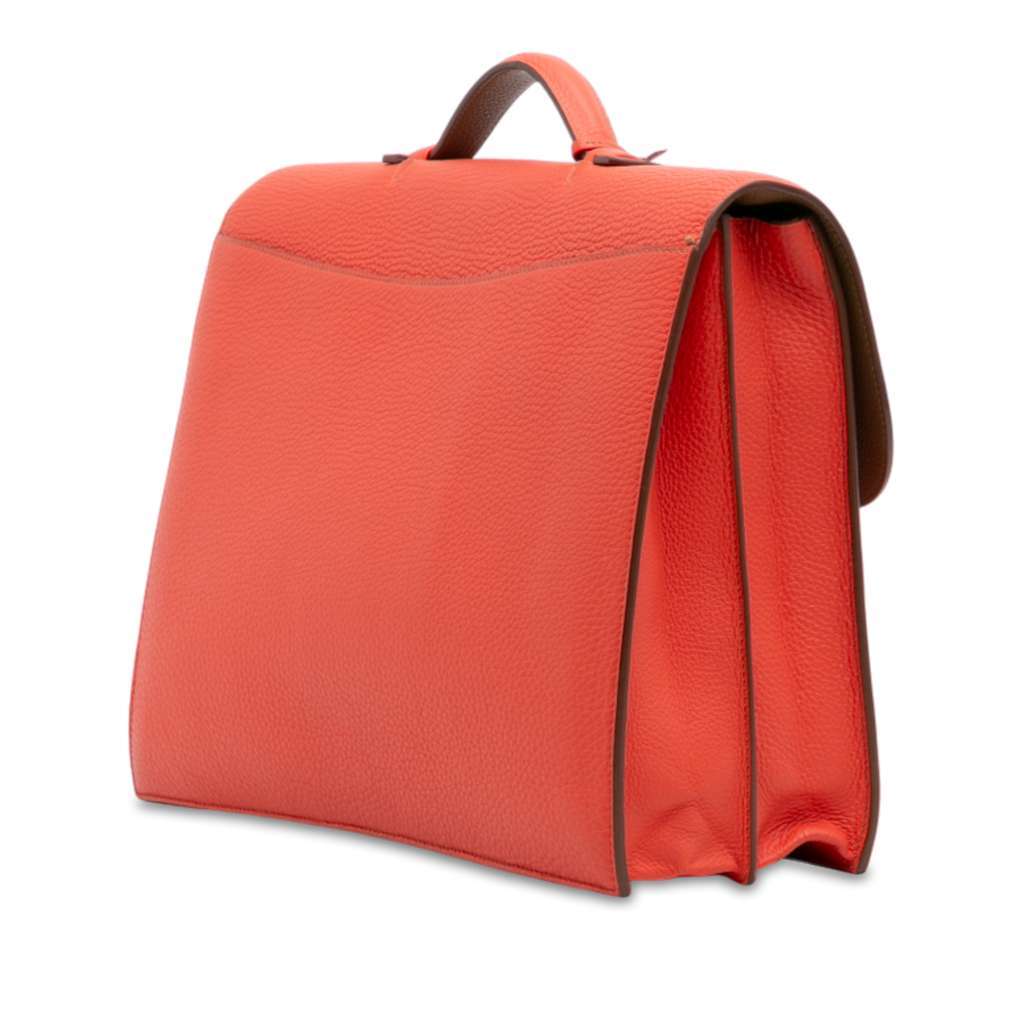 Hermès Togo Sac A Depeches Verso 38 Orange Leather Good condition - Back View