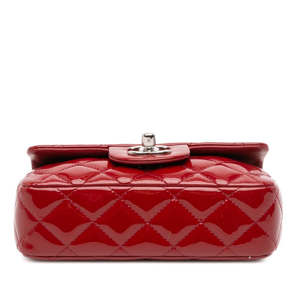 Chanel Extra Mini Rectangular Classic Patent Single Flap Red Leather Good condition - Inside View