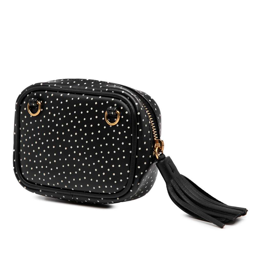 Saint Laurent Baby Quilted Chevron Calfskin Monogram Polka Dot Lou Camera Bag Black Leather Very good - Back View