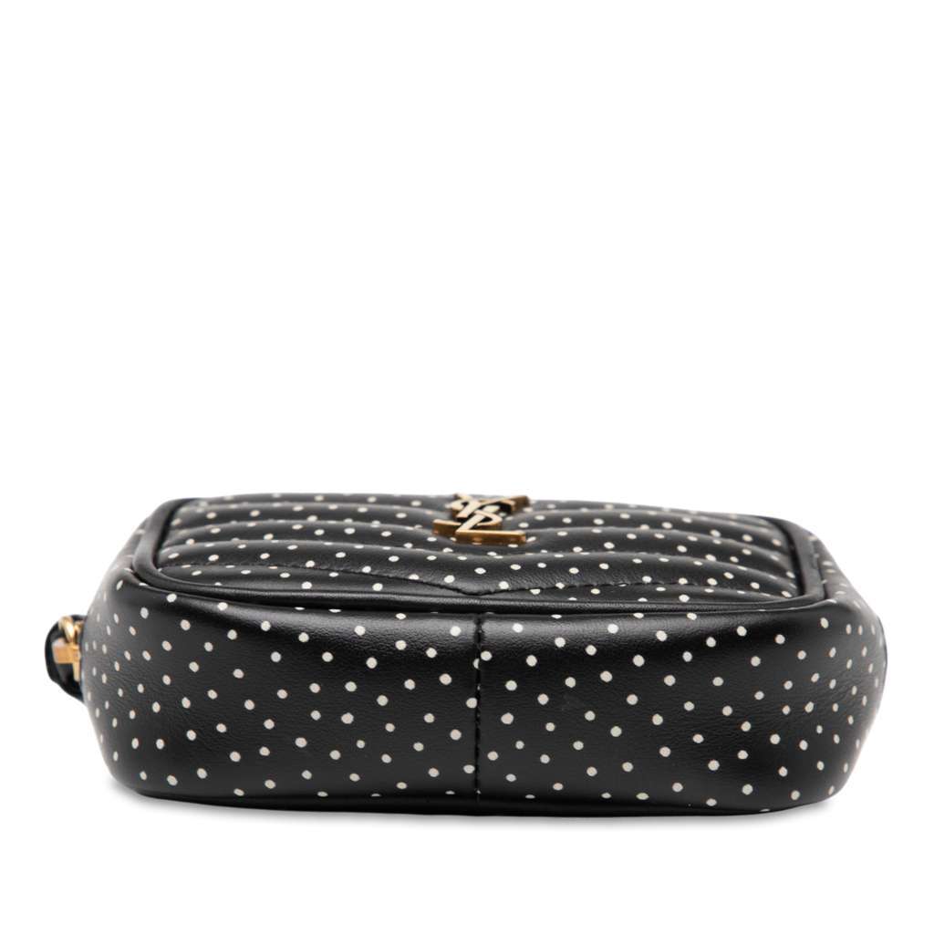 Saint Laurent Baby Quilted Chevron Calfskin Monogram Polka Dot Lou Camera Bag Black Leather Very good - Inside View