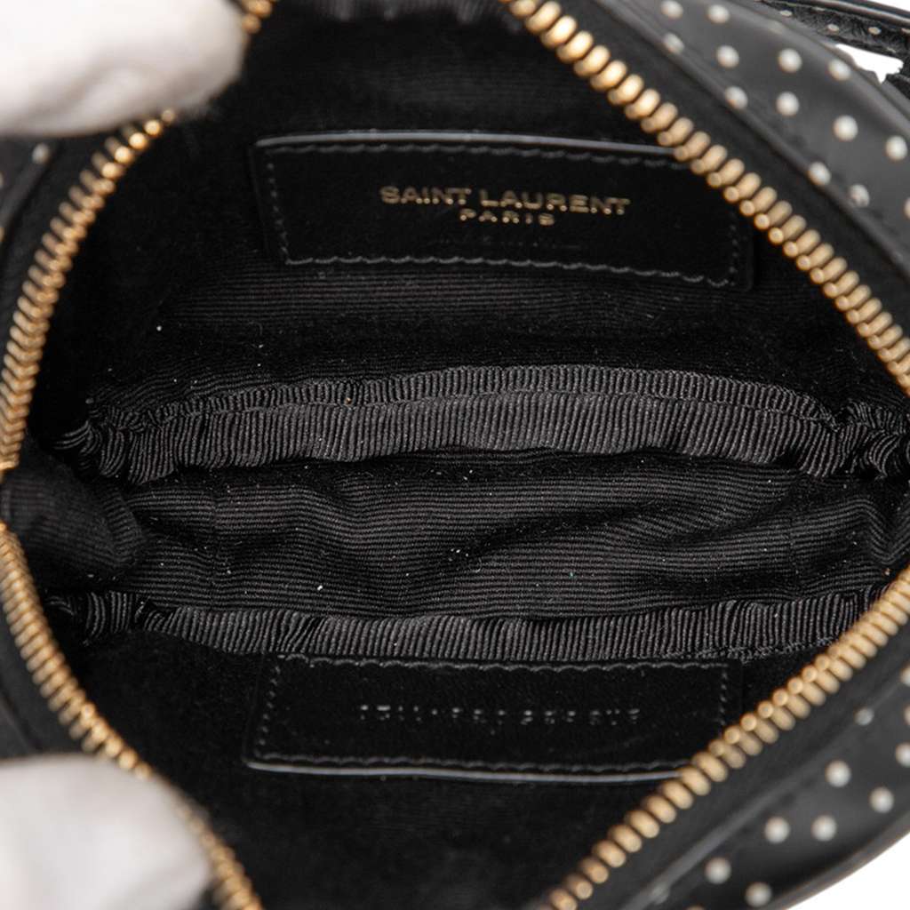 Saint Laurent Baby Quilted Chevron Calfskin Monogram Polka Dot Lou Camera Bag Black Leather Very good - Model View