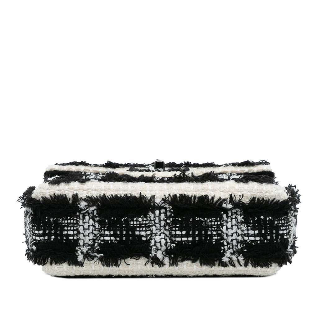 Chanel Mini Rectangular Classic Tweed Tartan Single Flap Black Tweed Good - Inside View
