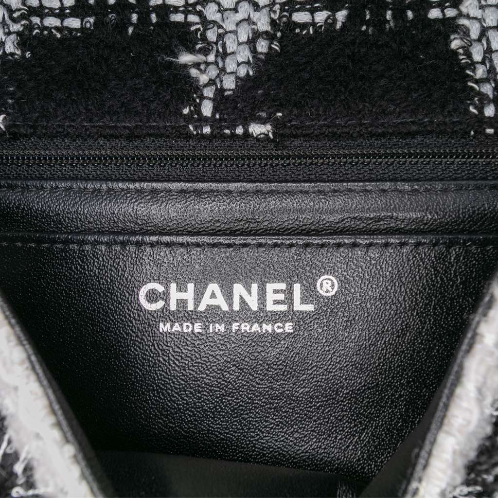 Chanel Mini Rectangular Classic Tweed Tartan Single Flap Black Tweed Good - Box View