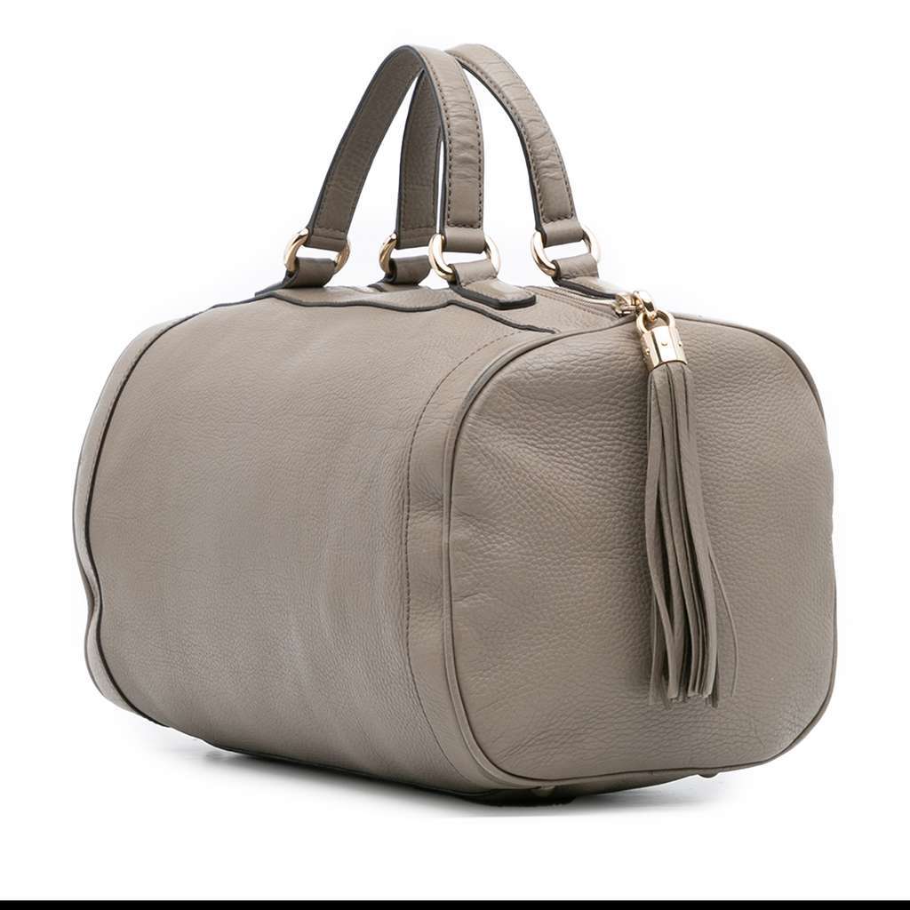Gucci Medium Pebbled Calfskin Soho Boston Bag Grey Leather Very good - Back View