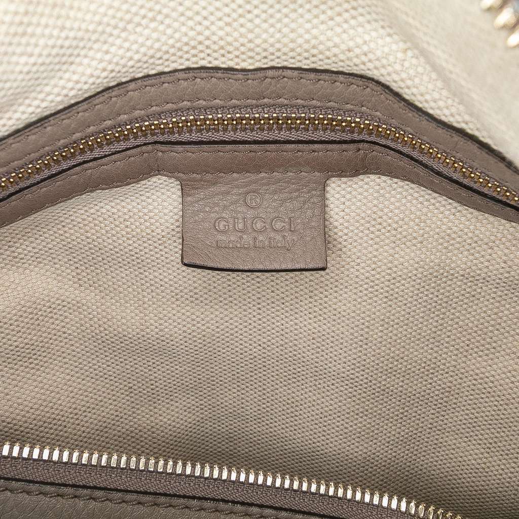 Gucci Medium Pebbled Calfskin Soho Boston Bag Grey Leather Very good - Box View
