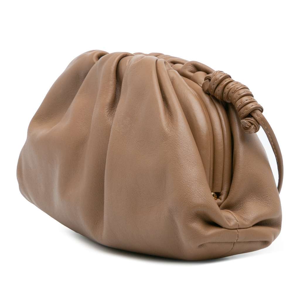 Bottega Veneta Lambskin The Mini Pouch Crossbody Brown Leather Good - Back View