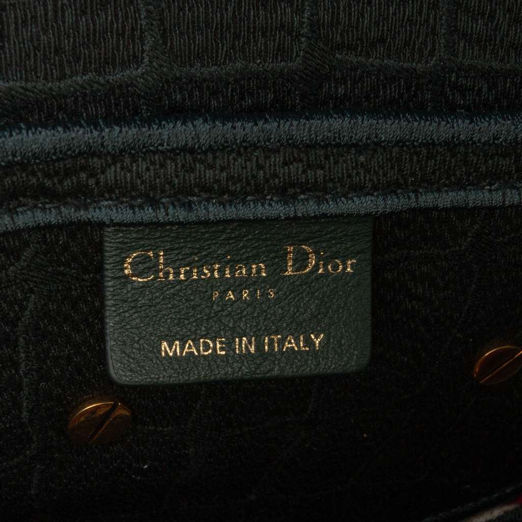 Dior Velvet Embroidered Crocodile Effect Saddle Bag Green Velvet Very good - Box View