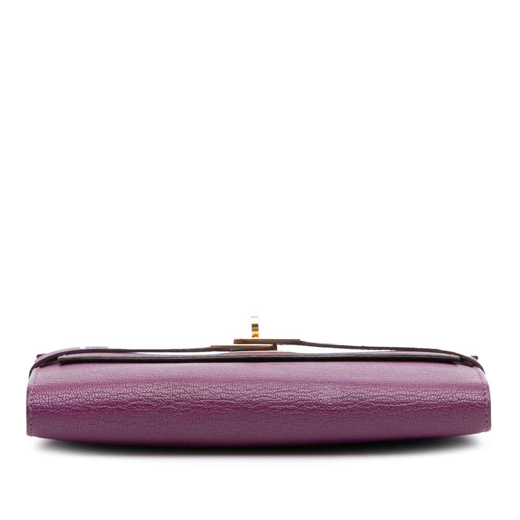 Hermès Chevre Mysore Leather Kelly Long Wallet Purple Leather Good condition - Inside View