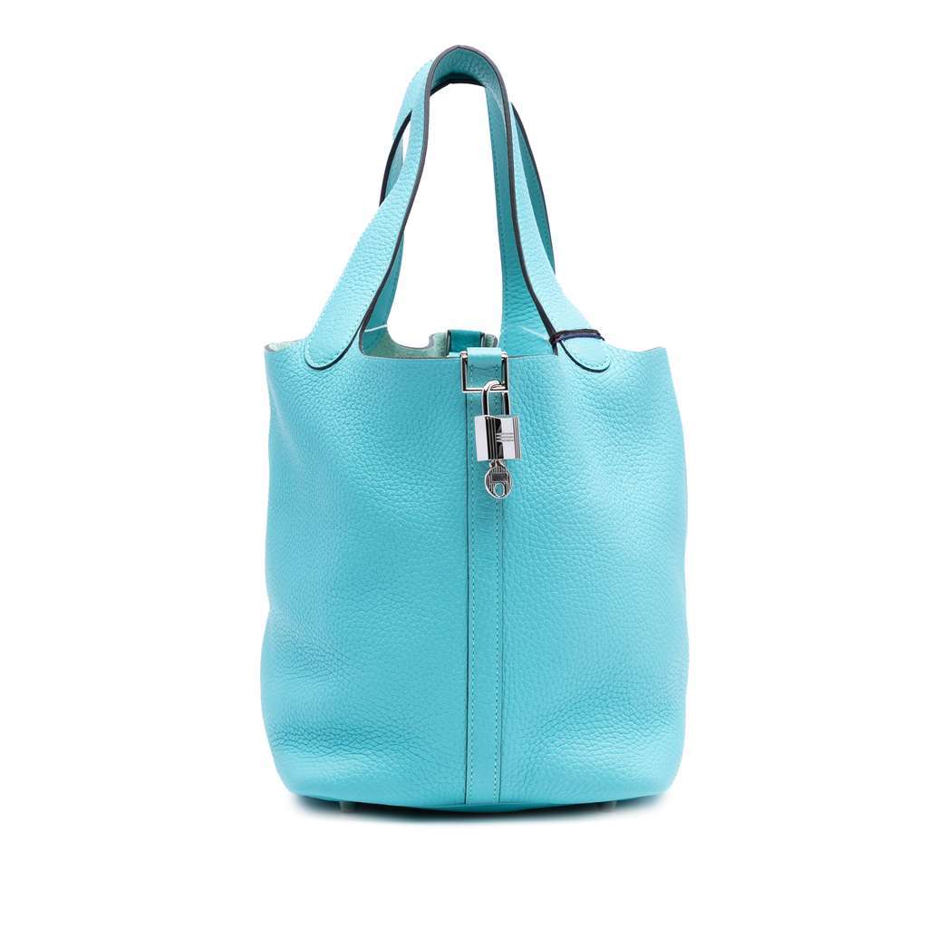 Hermès Clemence Picotin Lock 22 Blue Leather Good condition - Front View