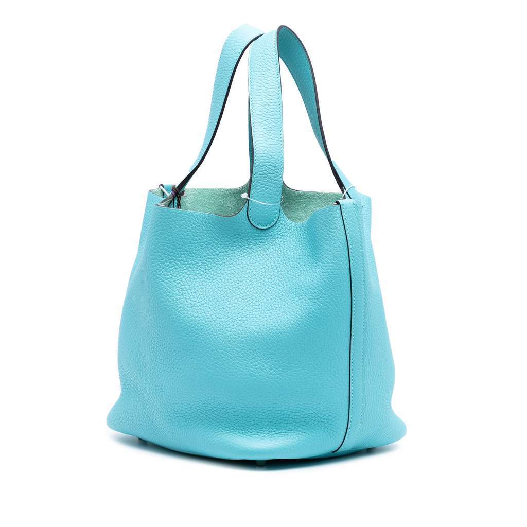 Hermès Clemence Picotin Lock 22 Blue Leather Good condition - Back View