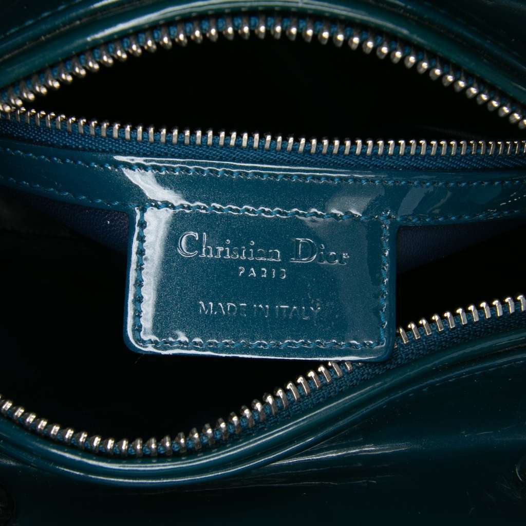Dior Medium Patent Lady Dior Green Leather Good - Box View