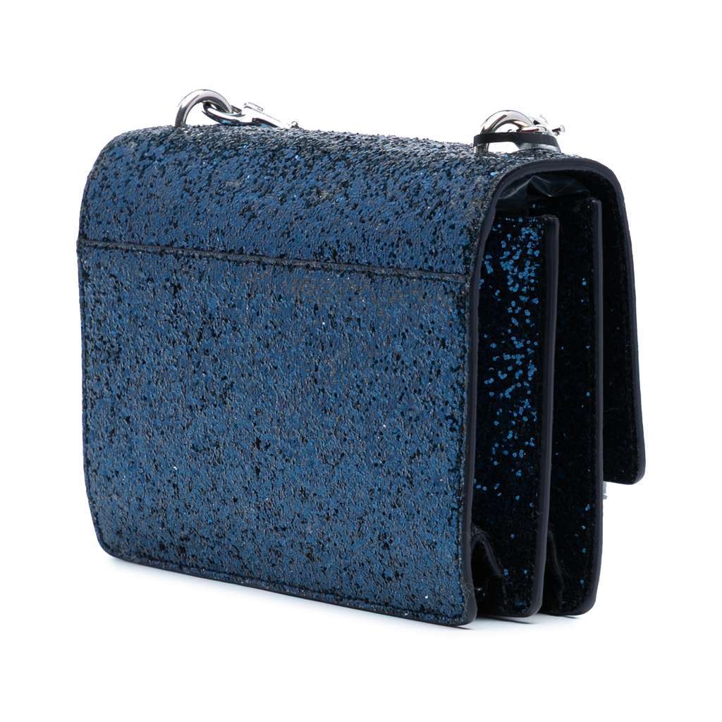 Saint Laurent Small Glittered Leather Monogram Sunset Crossbody Blue Leather Very good - Back View