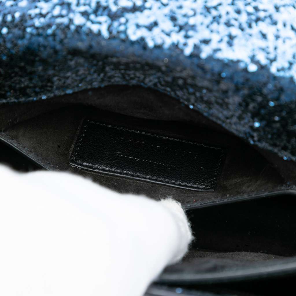 Saint Laurent Small Glittered Leather Monogram Sunset Crossbody Blue Leather Very good - Box View