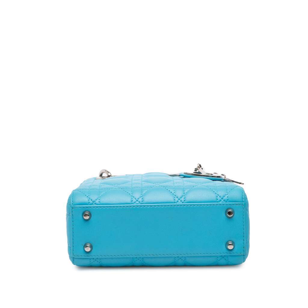 Dior Mini Lambskin Cannage Lady Dior Blue Leather Very good - Inside View