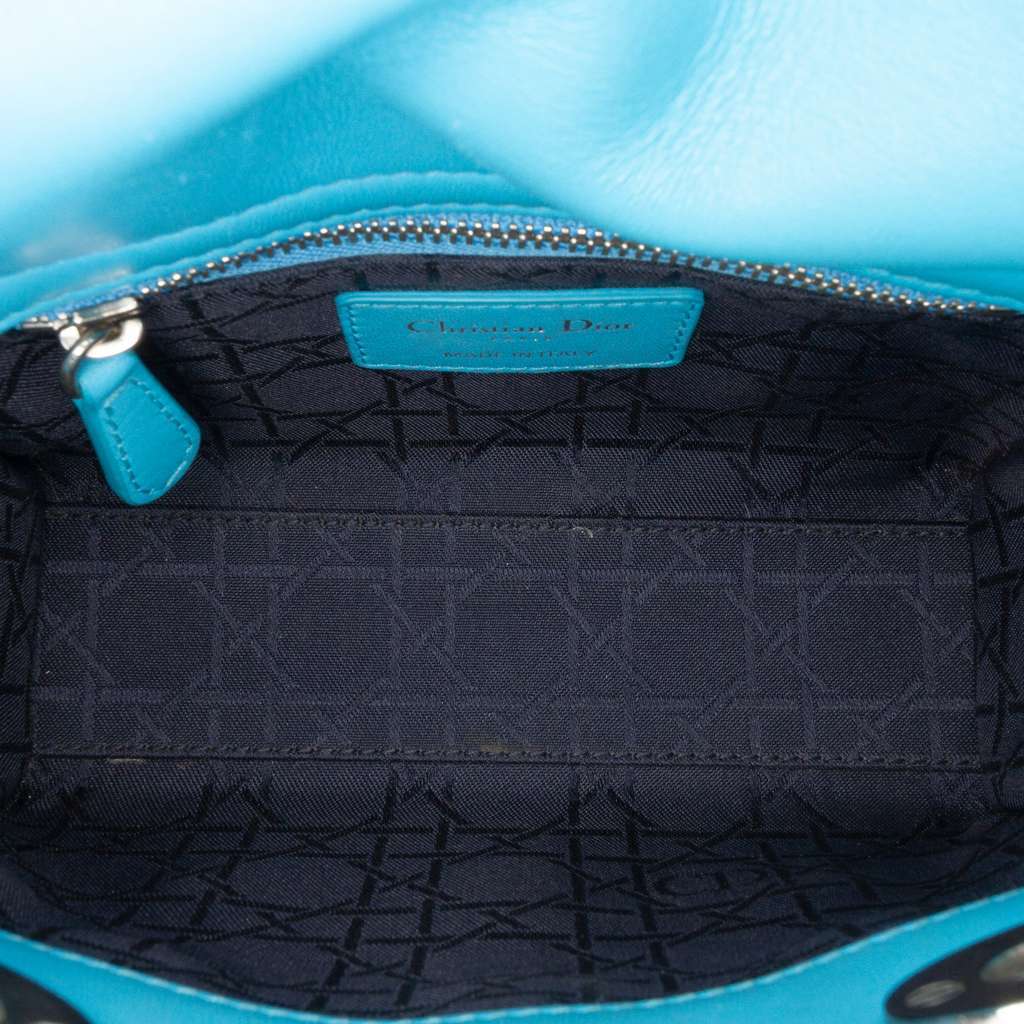 Dior Mini Lambskin Cannage Lady Dior Blue Leather Very good - Model View
