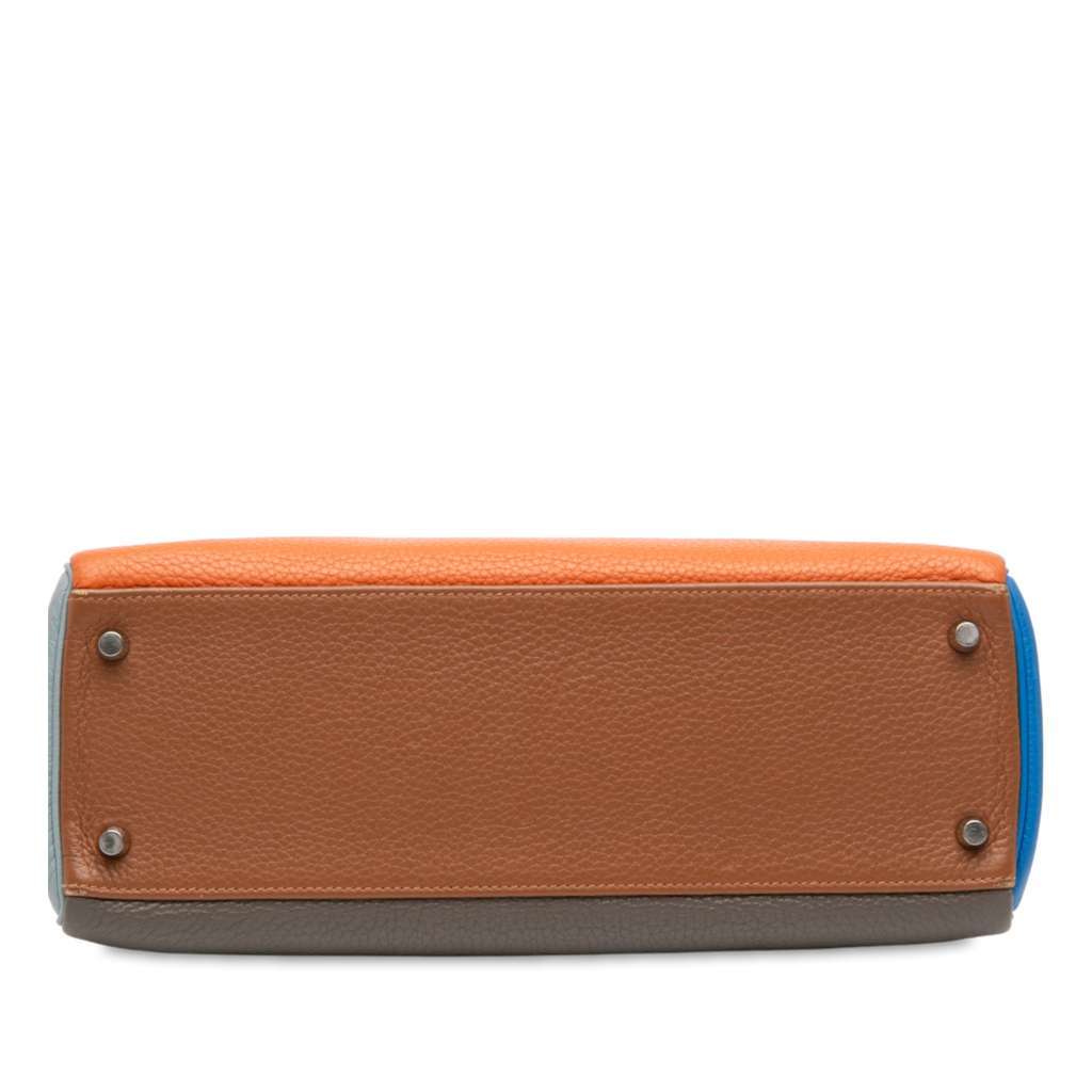 Hermès Clemence Arlequin Kelly II Retourne 32 Orange Leather Fair condition - Inside View