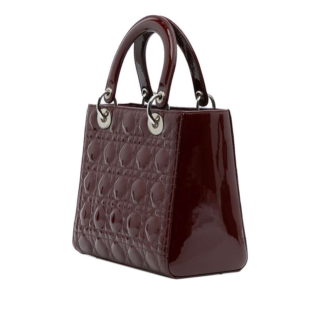 Dior Medium Patent Cannage Lady Dior Red Leather Good - Back View