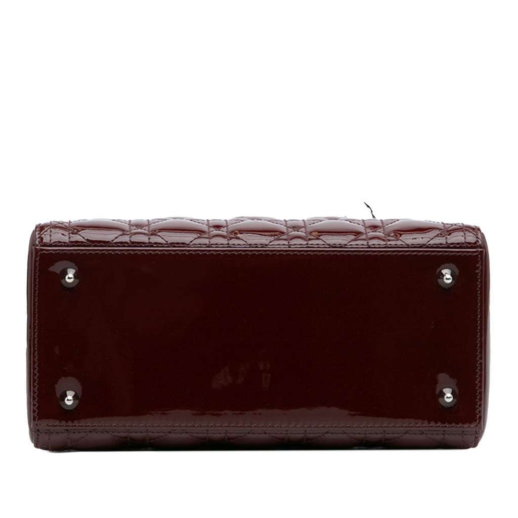 Dior Medium Patent Cannage Lady Dior Red Leather Good - Inside View