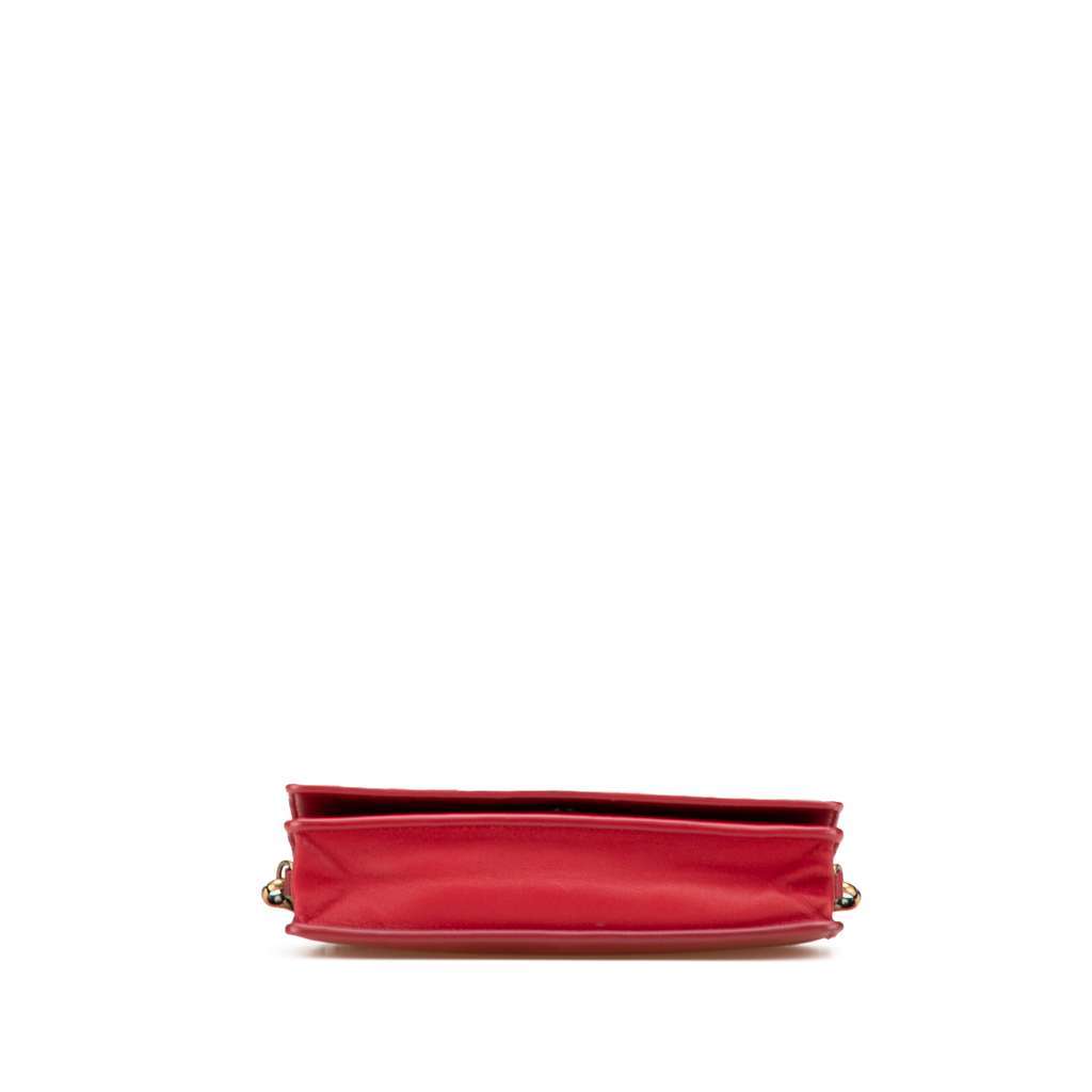 Bottega Veneta Nappa Intrecciato Wallet On Chain Red Leather Very good - Inside View