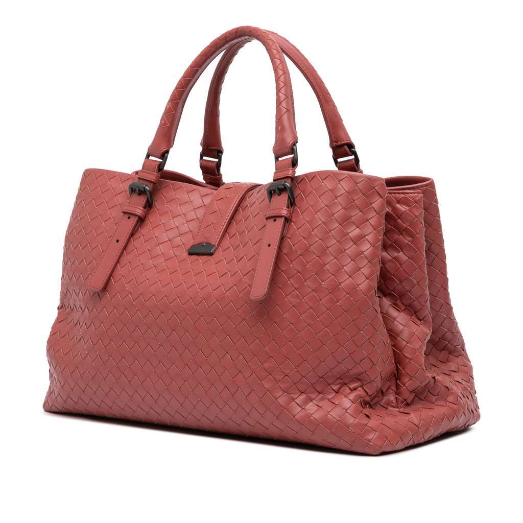 Bottega Veneta Medium Nappa Intrecciato Roma Tote Red Leather Good - Back View