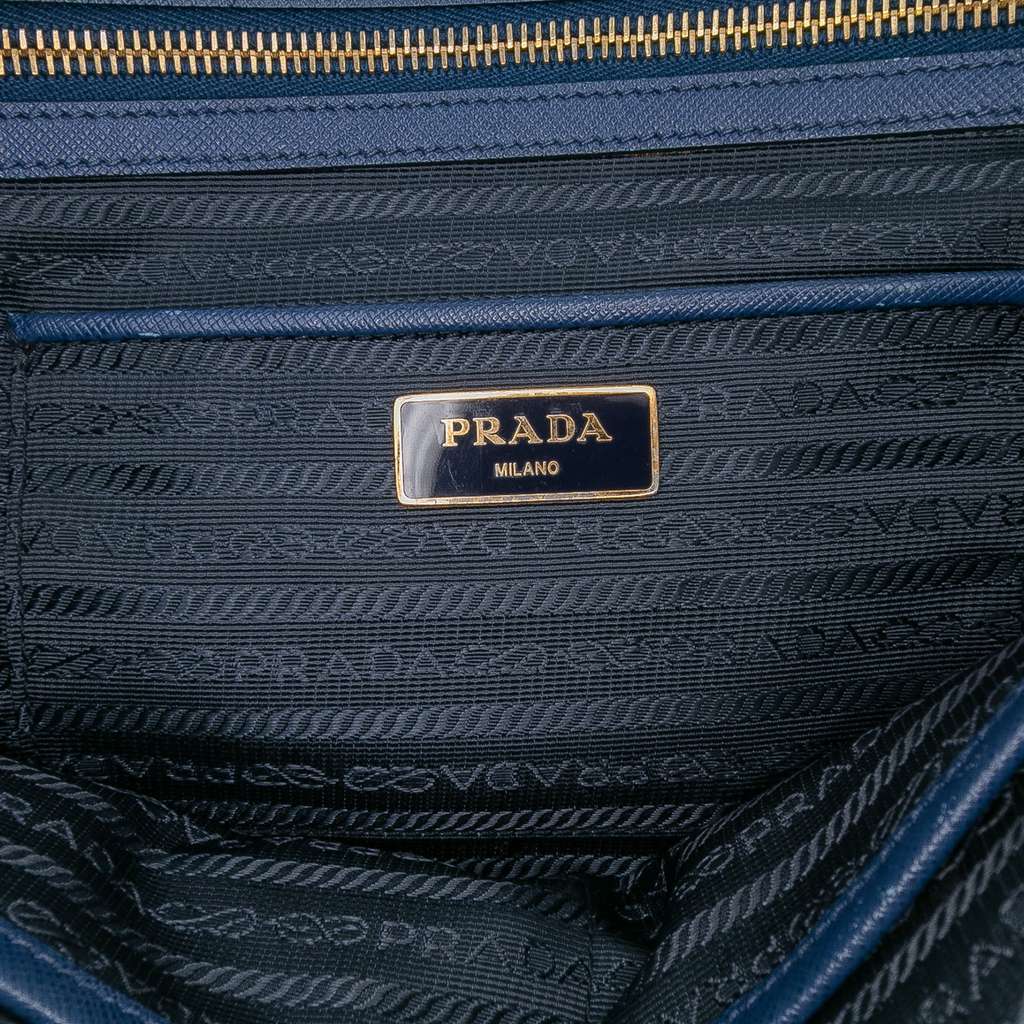 Prada Large Saffiano Lux Galleria Double Zip Tote Blue Leather Very good - Box View