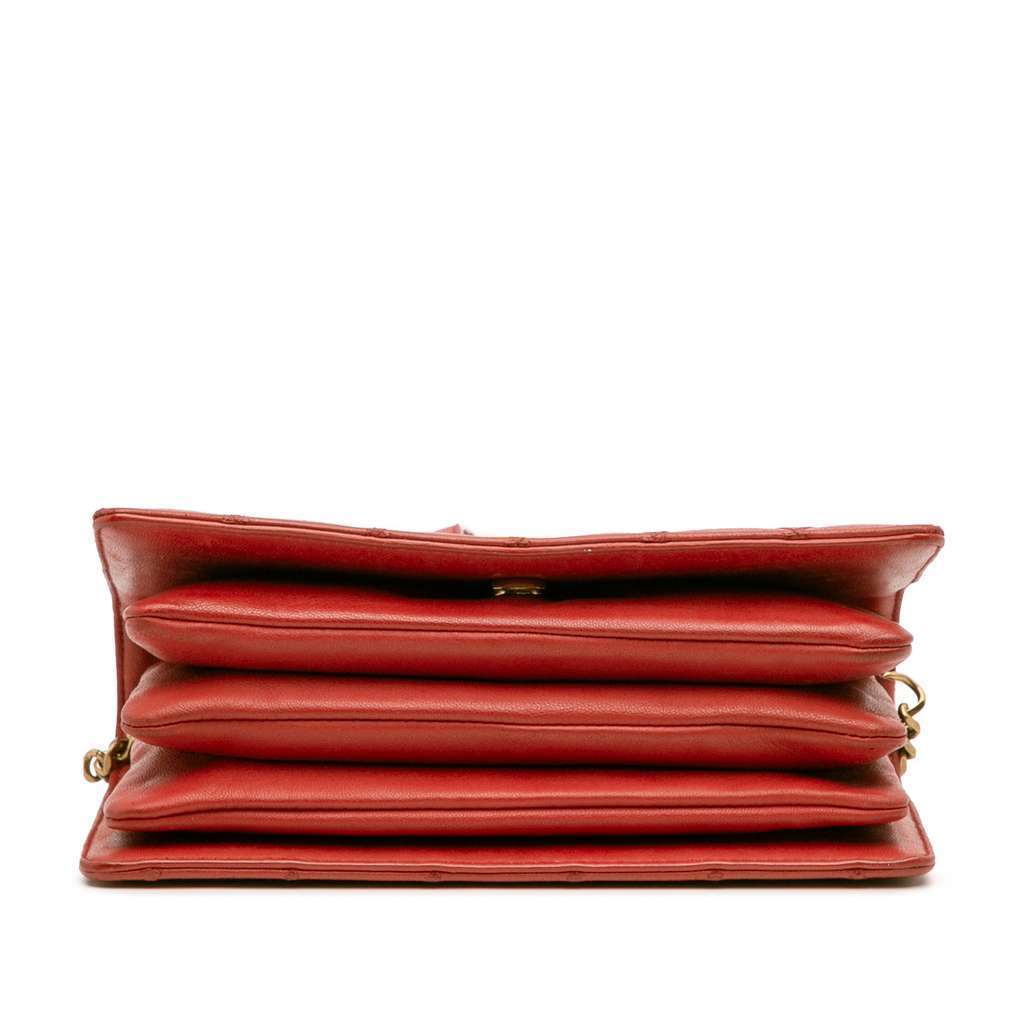Saint Laurent Diamond Quilted Lambskin Angie Chain Bag Red Leather Very good - Inside View