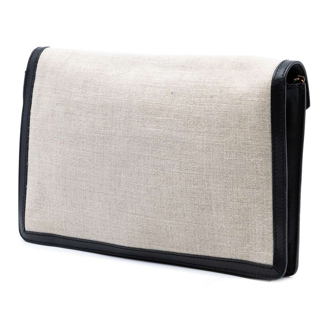 Celine Canvas and Calfskin Crossbody Brown Canvas Good - Back View