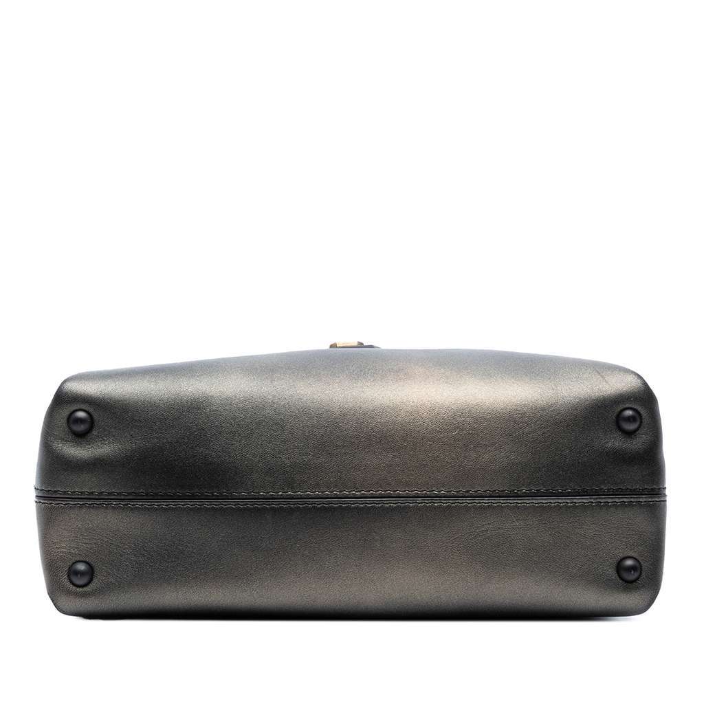 Bottega Veneta Small Intrecciato Trimmed Metallic Nappa Grommet Piazza Satchel Brown Leather Very good - Inside View